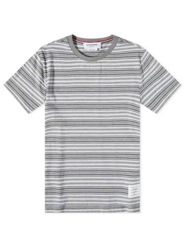 Men's Striped Midweight Jersey Short Sleeve T-Shirt Grey - THOM BROWNE - BALAAN 2