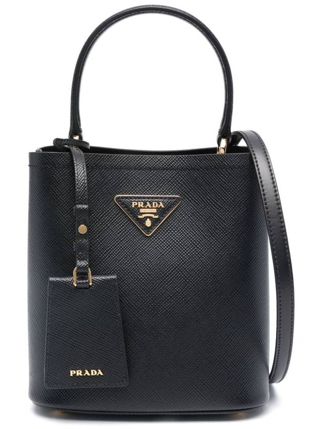 Pannier Saffiano Leather Medium Tote Bag Black - PRADA - BALAAN 2