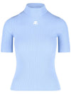 Re-Edition Short Sleeves Rib Knit Top Blue - COURREGES - BALAAN 2