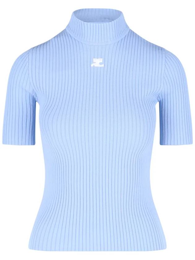 Re-Edition Short Sleeves Rib Knit Top Blue - COURREGES - BALAAN 2