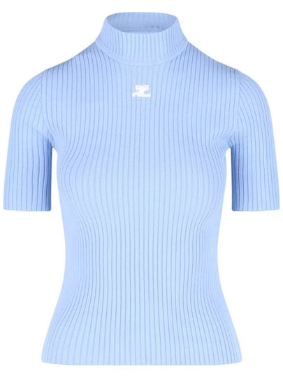 Re-Edition Short Sleeves Rib Knit Top Blue - COURREGES - BALAAN 2