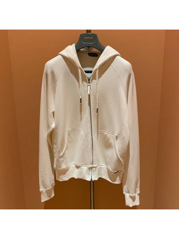 Drawstring Zip-Up Hoodie White - TOM FORD - BALAAN 2