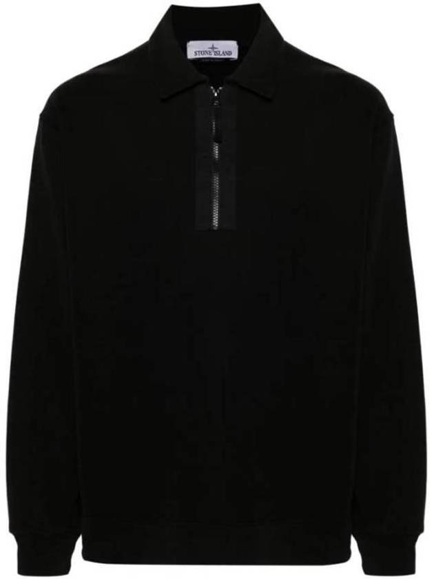 Oversized Fit Half Zip Sweatshirt Black - STONE ISLAND - BALAAN 2