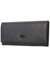 Saffiano Triangular Logo Flap Long Wallet Black - PRADA - BALAAN 3