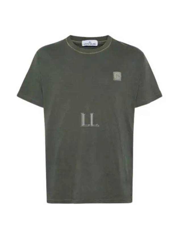 Organic Cotton Short Sleeve T-Shirt Sage Green - STONE ISLAND - BALAAN 2