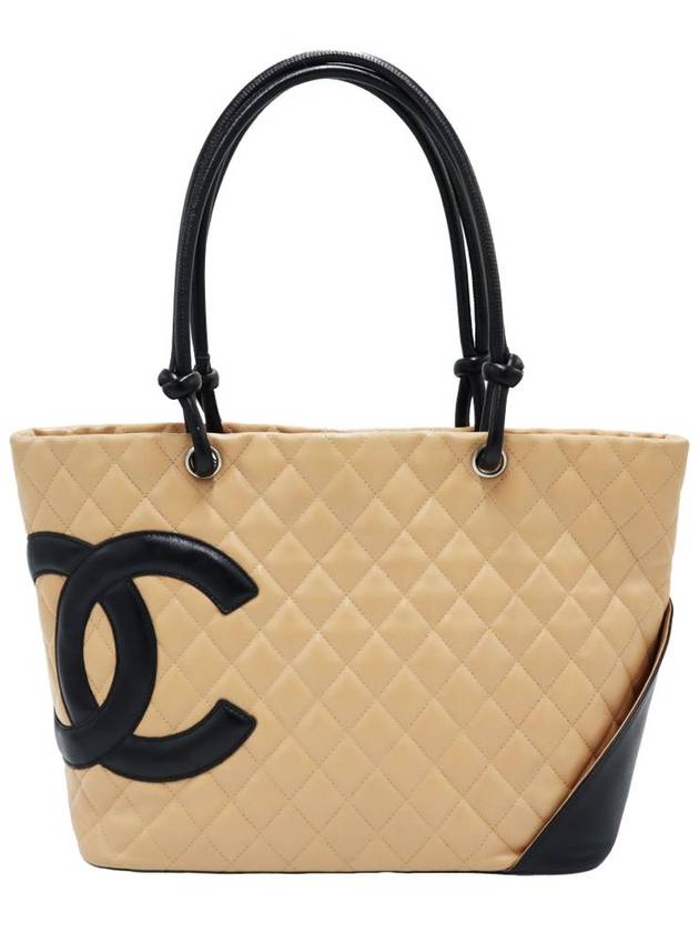 Women s Leather Tote Bag Beige Chanel A25169 Lambskin Quilted Cambon Large 9th Division - CHANEL - BALAAN 1