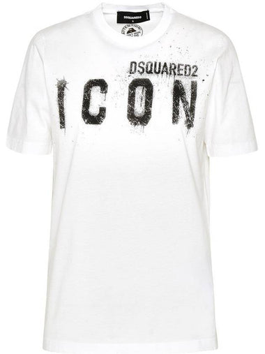 Women's Icon Spray Short Sleeve T-Shirt White - DSQUARED2 - BALAAN 1