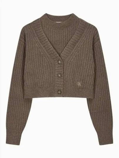 JEANS Women 2 IN 1 Chenille Cardigan Brown J224562PBX - CALVIN KLEIN - BALAAN 2