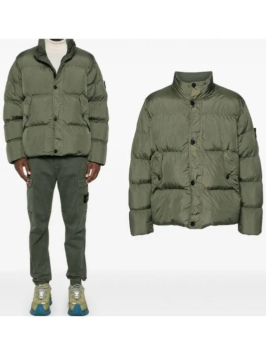 Garment Dyed Crinkle Reps Down Padding Olive - STONE ISLAND - BALAAN 2