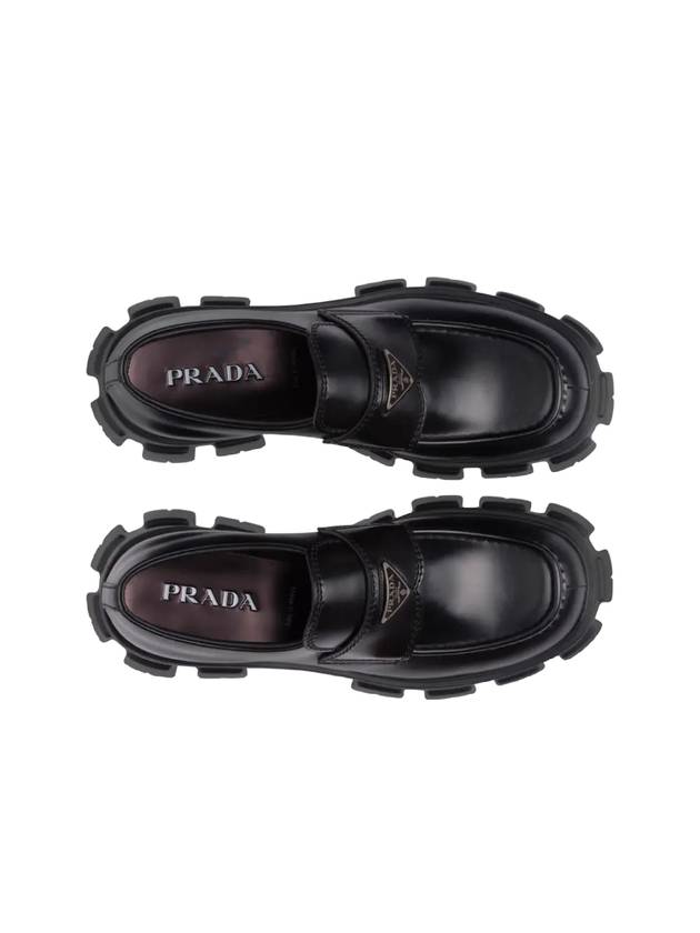 Monolith Brushed Leather Loafers Black - PRADA - BALAAN 3