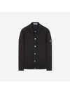 Cupro Cotton Twill Over Long Sleeve Overshirt Jacket Black - STONE ISLAND - BALAAN 1