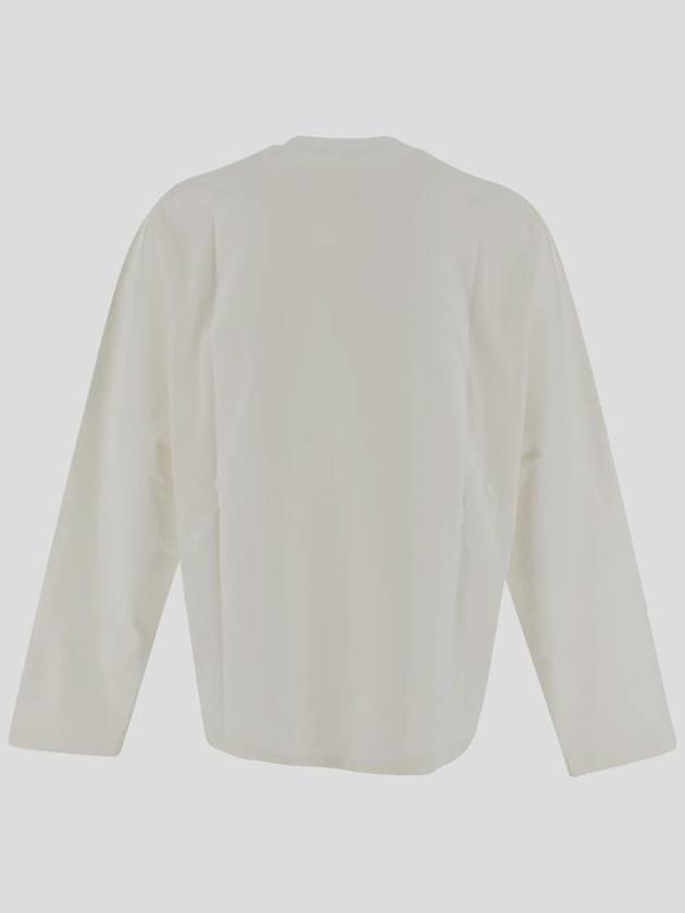 Logo Print Cotton Long Sleeve T-Shirt White - JIL SANDER - BALAAN 3