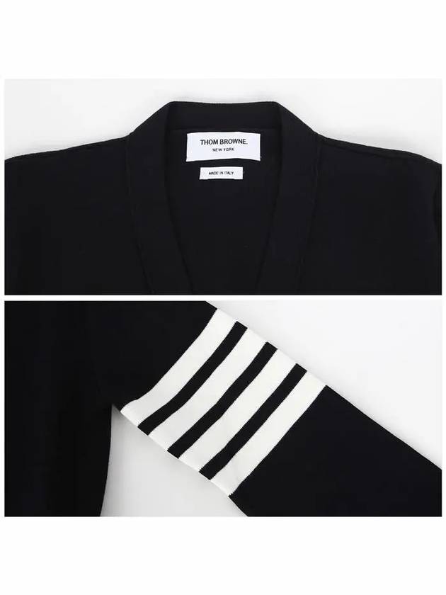 Cotton 4-Bar Milano Classic V-Neck Cardigan Navy - THOM BROWNE - BALAAN 6