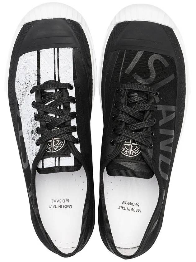 Logo Canvas Deck Low Top Sneakers Black - STONE ISLAND - BALAAN 5