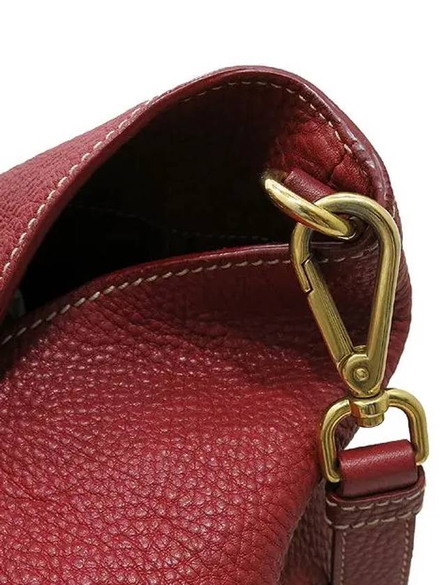 BN1713 VIT DAINO Red Color Leather Gold Initial Logo Tote Bag Shoulder Strap 2WAY - PRADA - BALAAN 4