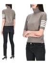 Fine Merino 4 Bar Relaxed Short Sleeve Turtleneck Brown - THOM BROWNE - BALAAN 2