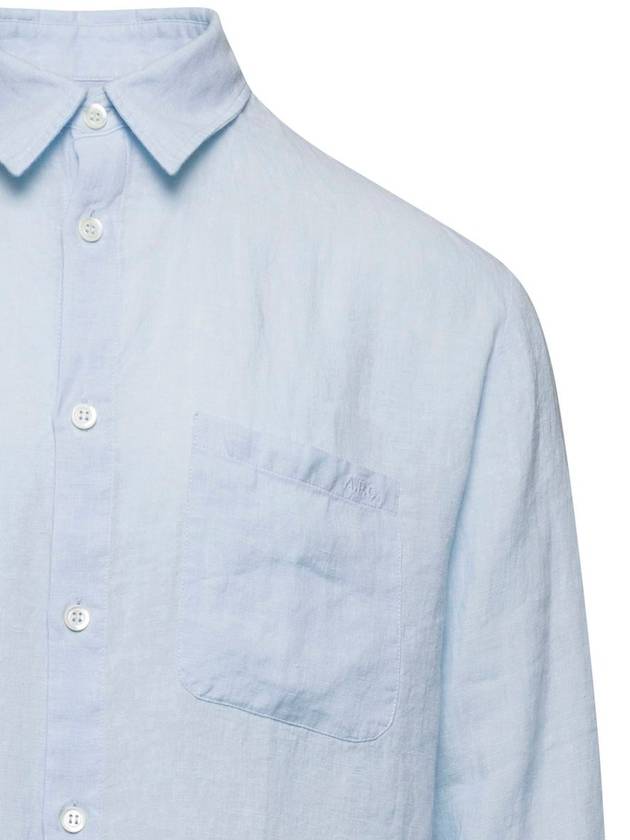 Cassel Linen Long Sleeve Shirt Light Blue - A.P.C. - BALAAN 4