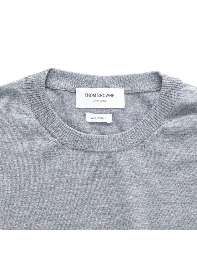 4 Bar Armband Classic Merino Wool Knit Top Light Grey - THOM BROWNE - BALAAN 4