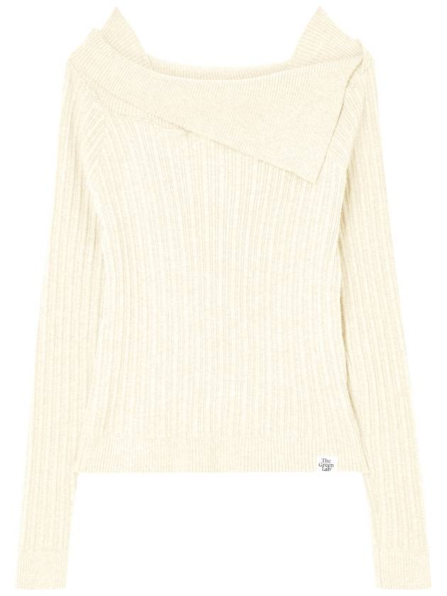 Off shoulder slim ribbed knit Ivory - THE GREEN LAB - BALAAN 6