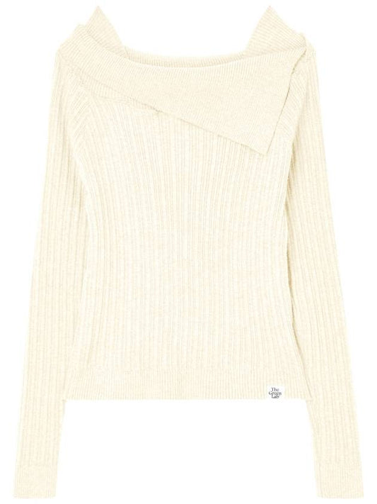 Off shoulder slim ribbed knit Ivory - THE GREEN LAB - BALAAN 1