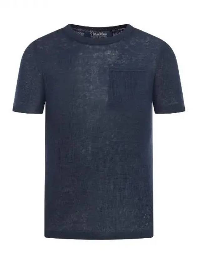 S Max Mara Front Pocket Linen T Shirt 270624 - S MAX MARA - BALAAN 1