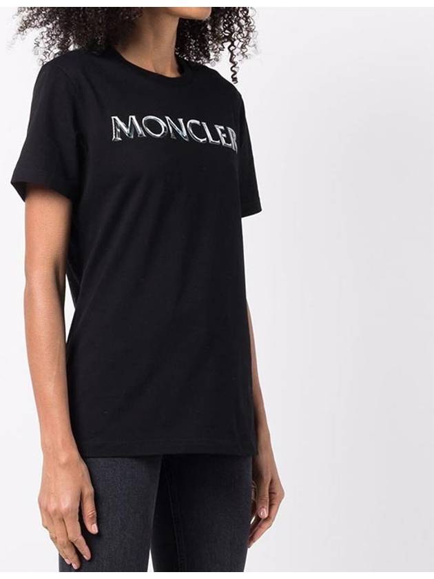 Graphic Logo Lettering Short Sleeve T-shirt Black - MONCLER - BALAAN 3