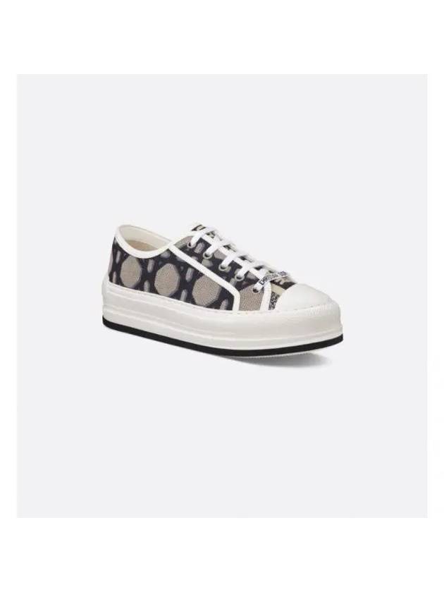 Walk'N'Dior Platform Macrocannage Motif Embroidery Cotton Low Top Sneakers Deep Blue - DIOR - BALAAN 1