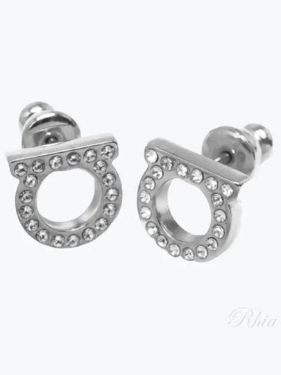 Gancini Crystal Small Earrings Silver - SALVATORE FERRAGAMO - BALAAN 2