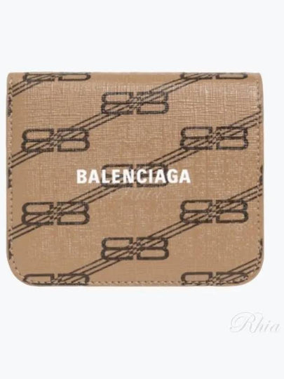 BB Monogram Coin Pocket Flap Half Wallet Brown - BALENCIAGA - BALAAN 2