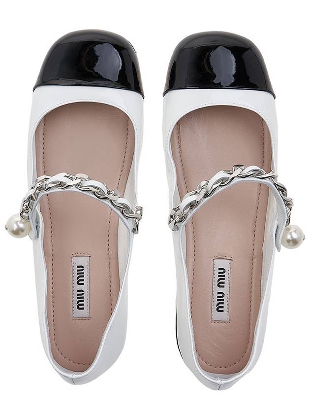 Patent Leather Ballerina Black White - MIU MIU - BALAAN 7