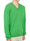 Men's Cashmere Embroidered Logo V-Neck Knit Top Green - GUCCI - BALAAN 4