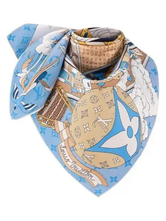 LV Journey Square 90 Scarf Blue - LOUIS VUITTON - BALAAN 2