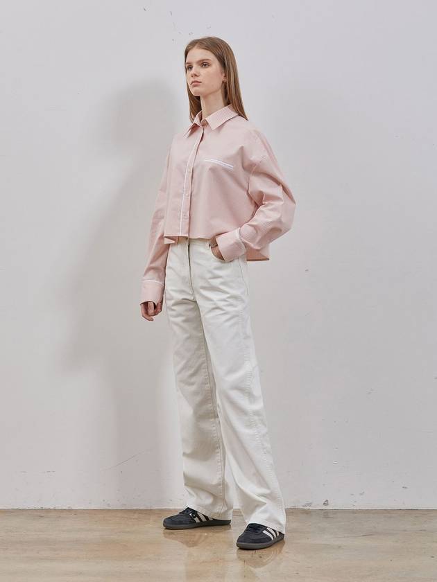 Crop Trim Striped Shirt Pink - RYUL+WAI: - BALAAN 3