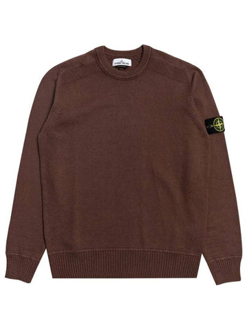 21FW 7515541A2 V0076 Wappen Patch Round Knit Choco Men’s Knit TJ - STONE ISLAND - BALAAN 1