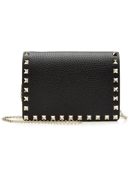 Rockstud Chain Cross Bag Black - VALENTINO - BALAAN.