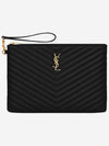 Gold Monogram Matelasse Clutch Bag Black - SAINT LAURENT - BALAAN 2