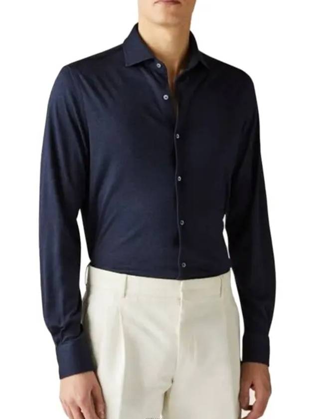 Andrew Cashmere Silk Long Sleeve Shirt Navy - LORO PIANA - BALAAN 3