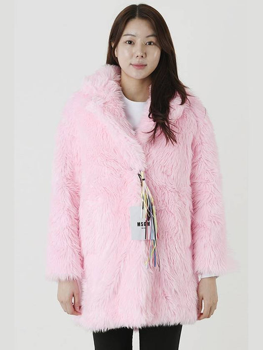 Women s Fake Button Up Fur Coat Light Pink - MSGM - BALAAN 2