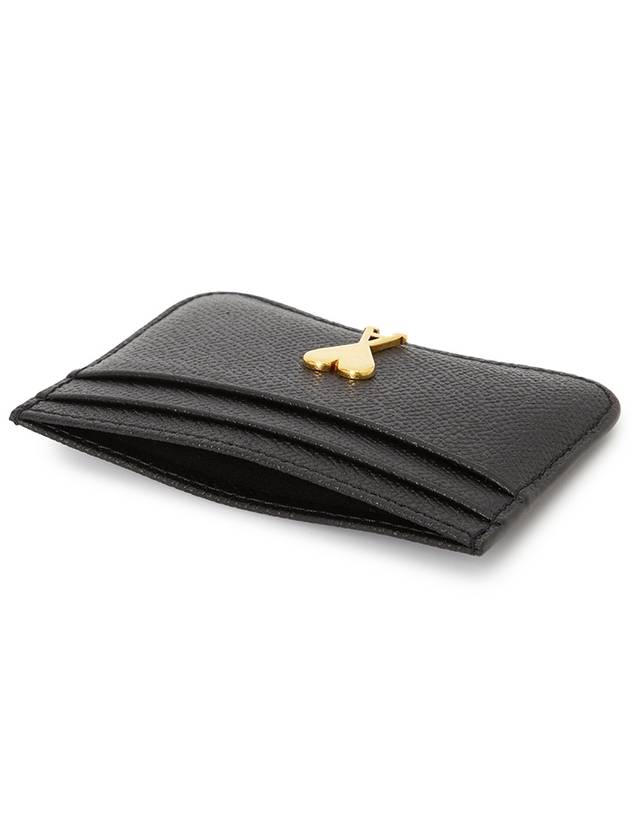 Metal Logo Leather Card Wallet Gold Black - AMI - BALAAN 5