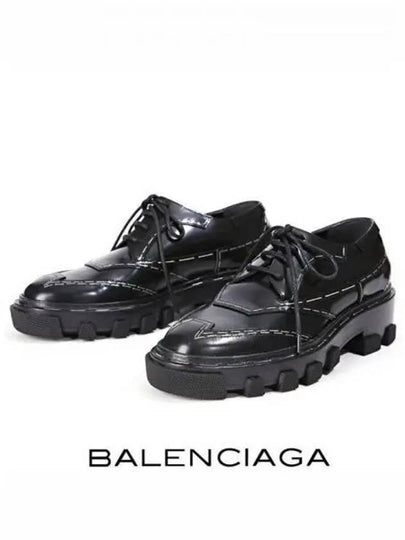 Topstitched Leather Derby Black - BALENCIAGA - BALAAN 2