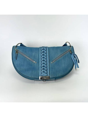 Vintage blue denim weave big hobo cross bag 3VDIB19341 - DIOR - BALAAN 1