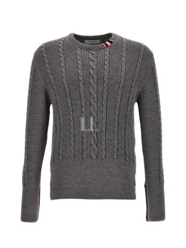 RWB Cable Wool Knit Top Grey - THOM BROWNE - BALAAN 2