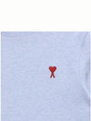 Chain Stitch Heart Logo Long Sleeve T-Shirt Blue - AMI - BALAAN 3