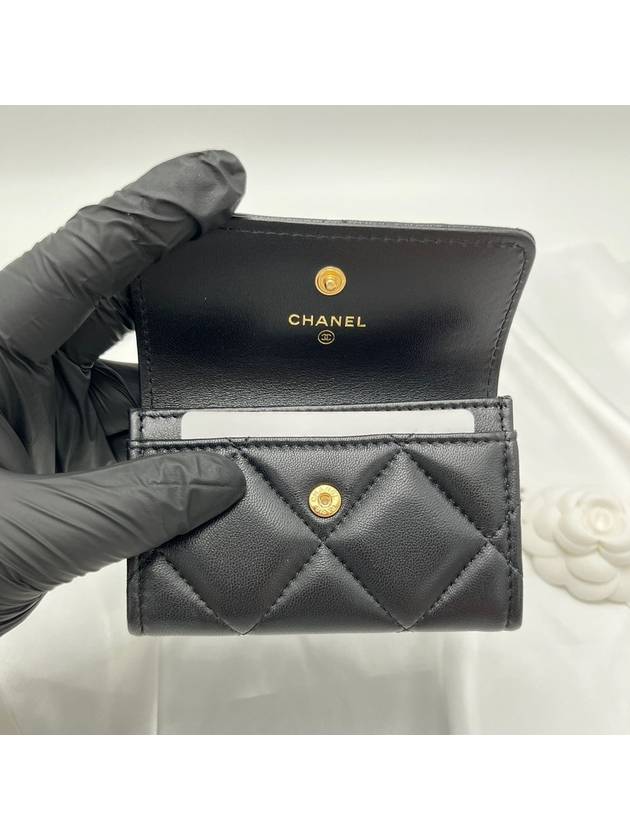 19 Gold Hardware Lambskin Flap Card Wallet Black - CHANEL - BALAAN 7