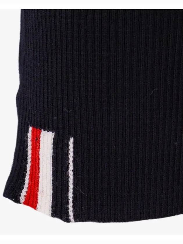 Intarsia Stitch Crew Neck Merino Wool Knit Top Navy - THOM BROWNE - BALAAN 8