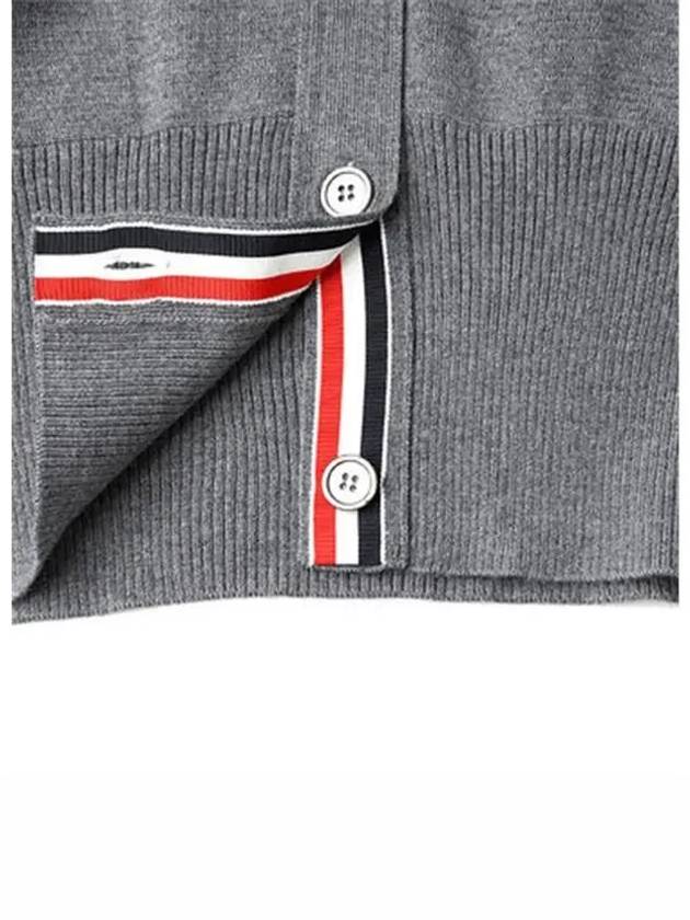 Milano Stitch 4 Bar Classic V Neck Fine Merino Wool Cardigan Medium Grey - THOM BROWNE - BALAAN 8