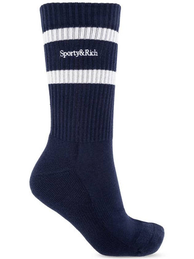 Sporty & Rich Ribbed Socks, Women's, Navy Blue - SPORTY & RICH - BALAAN 1