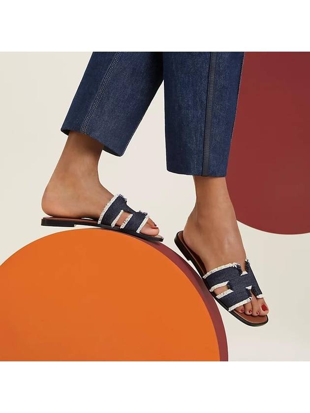 Oran Denim Sandals Blue - HERMES - BALAAN 3