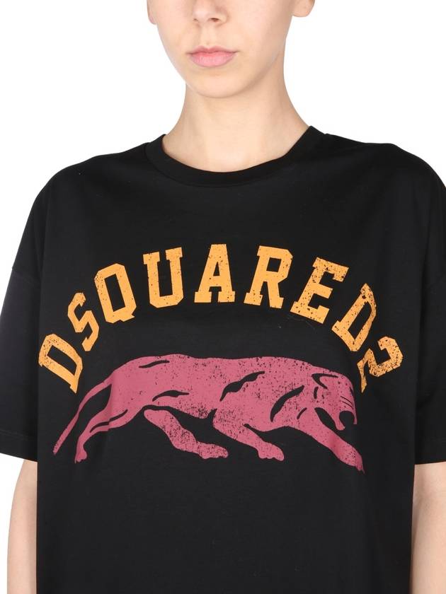 Women's Logo Puma Short Sleeve T-Shirt Black - DSQUARED2 - BALAAN 5