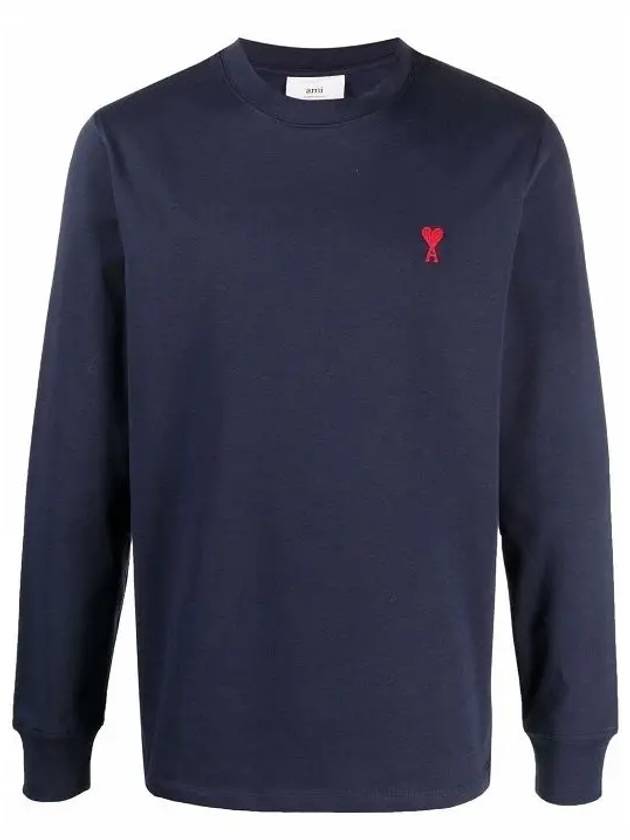 Small Heart Logo Sweatshirt Navy - AMI - BALAAN 3